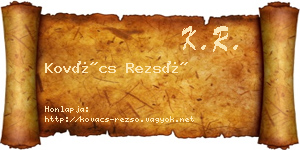 Kovács Rezső névjegykártya